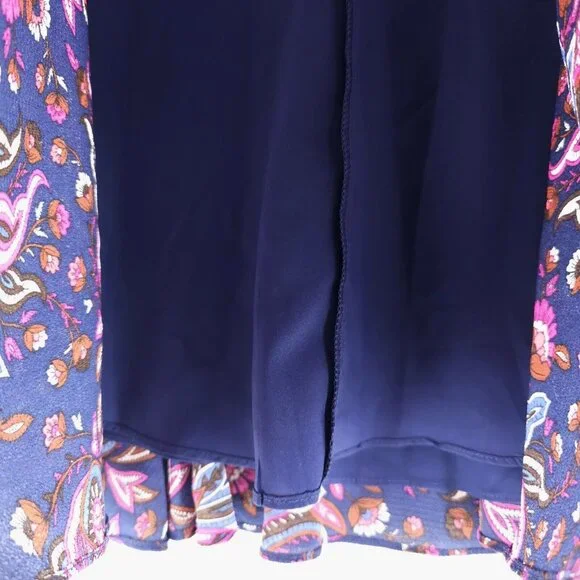 NWT ELIZA J Dress Navy Pink Paisley Floral Blouson Fit Flare Neck Tie Size 6P - Picture 7 of 10